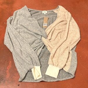 BKE Gray and Cream Twist Sweater